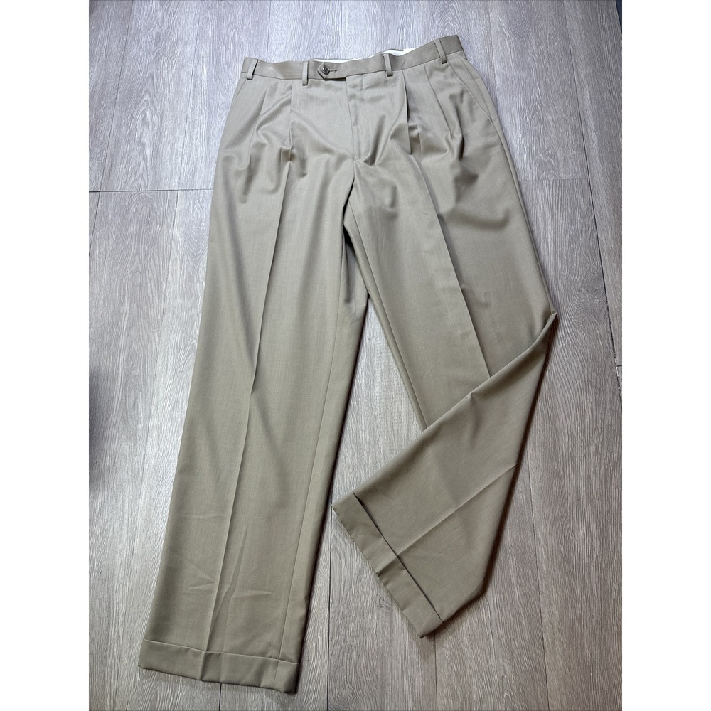 Ralph Lauren Dress Pants Men's 36 36x32 Beige Taupe Color Pleated Cuffed New